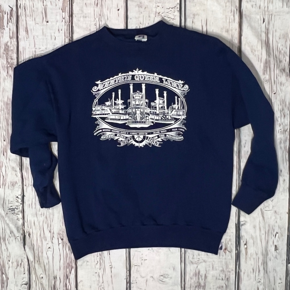 Vintage 80s Memphis Queen Line Travel Tourism 1980s Sweatshirt